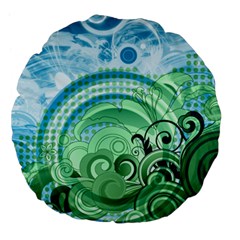 Blue Green Circle Design Large 18  Premium Flano Round Cushion  from ArtsNow.com Front