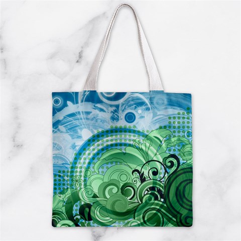 Blue Green Circle Design Zipper Grocery Tote Bag from ArtsNow.com Front