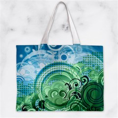 Blue Green Circle Design Zipper Mini Tote Bag from ArtsNow.com Front