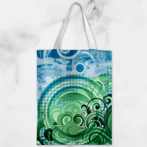 Blue Green Circle Design Zipper Classic Tote Bag from ArtsNow.com Front