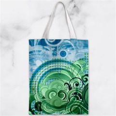 Blue Green Circle Design Zipper Classic Tote Bag from ArtsNow.com Front