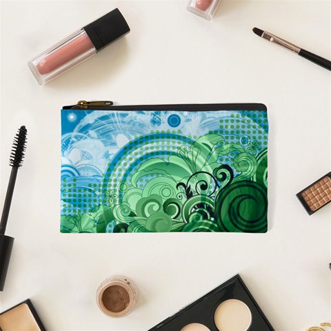 Blue Green Circle Design Cosmetic Bag (XS) from ArtsNow.com Front