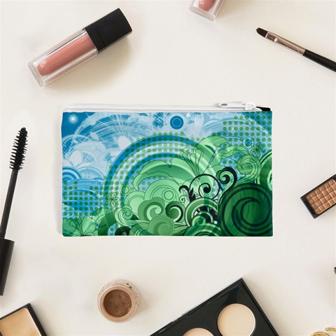 Blue Green Circle Design Cosmetic Bag (XS) from ArtsNow.com Back