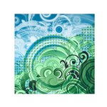 Blue Green Circle Design Small Satin Scarf (Square)