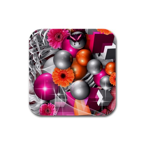 Ball Art Rubber Square Coaster (4 pack) from ArtsNow.com Front