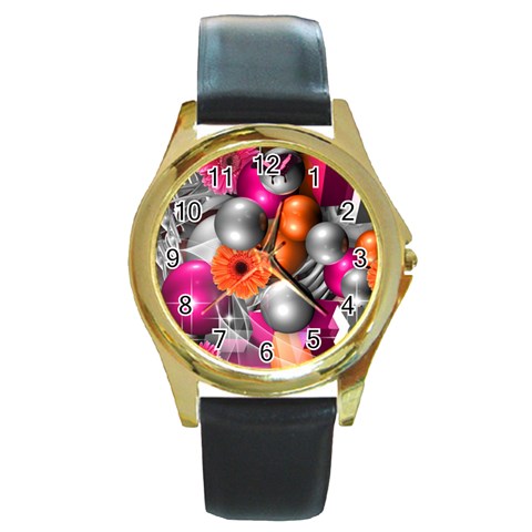 Ball Art Round Gold Metal Watch from ArtsNow.com Front