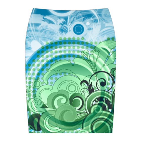 Blue Green Circle Design Midi Wrap Pencil Skirt from ArtsNow.com Back