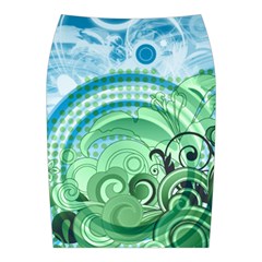 Blue Green Circle Design Midi Wrap Pencil Skirt from ArtsNow.com Back