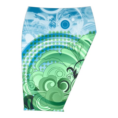 Blue Green Circle Design Midi Wrap Pencil Skirt from ArtsNow.com  Front Right 