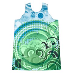 Blue Green Circle Design Shoulder Cutout Velvet One Piece from ArtsNow.com Front