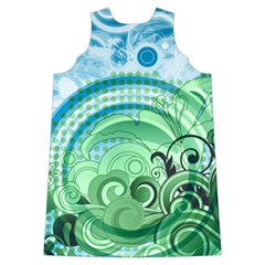 Blue Green Circle Design Shoulder Cutout Velvet One Piece from ArtsNow.com Back