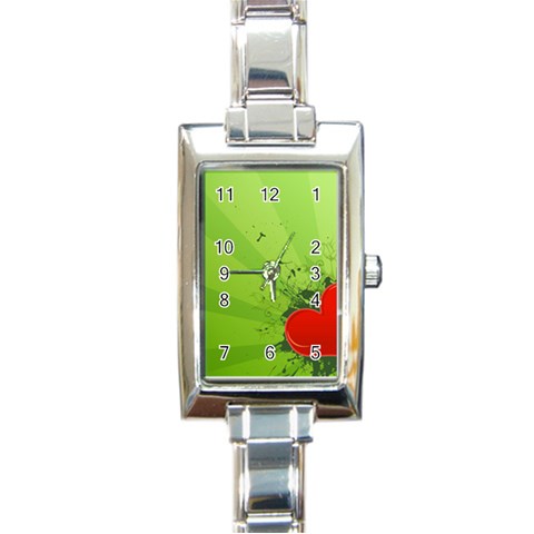 Red Heart Art Rectangle Italian Charm Watch from ArtsNow.com Front