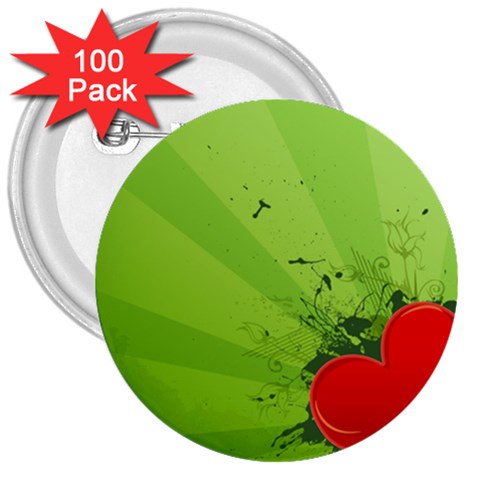 Red Heart Art 3  Button (100 pack) from ArtsNow.com Front