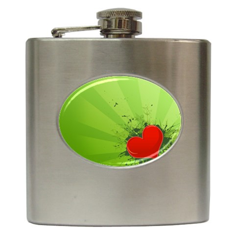 Red Heart Art Hip Flask (6 oz) from ArtsNow.com Front