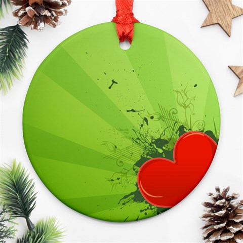 Red Heart Art Round Ornament (Two Sides) from ArtsNow.com Back