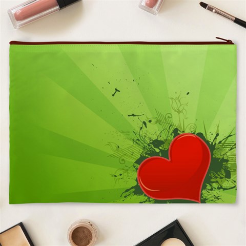 Red Heart Art Cosmetic Bag (XXXL) from ArtsNow.com Back