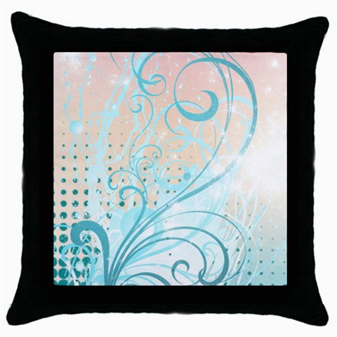 Pink Blue Pattern Throw Pillow Case (Black) from ArtsNow.com Front