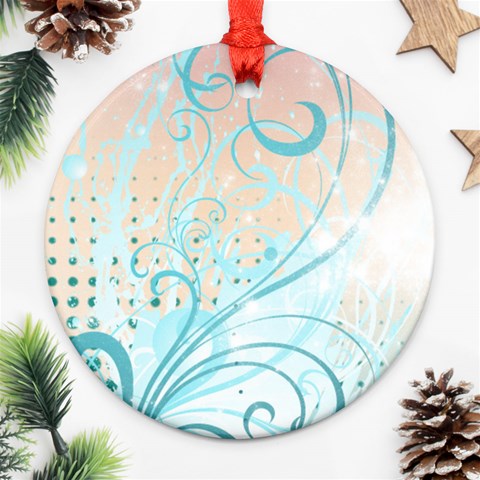 Pink Blue Pattern Round Ornament (Two Sides) from ArtsNow.com Front