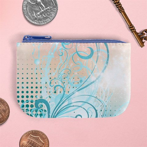 Pink Blue Pattern Mini Coin Purse from ArtsNow.com Front