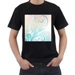 Pink Blue Pattern Men s T-Shirt (Black)