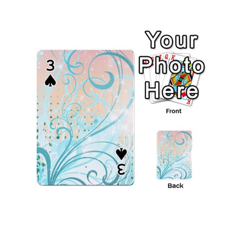 Pink Blue Pattern Playing Cards 54 (Mini) from ArtsNow.com Front - Spade3