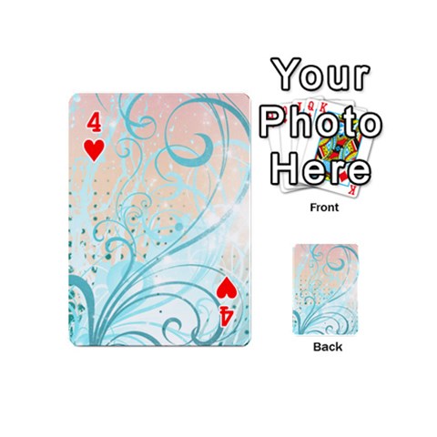 Pink Blue Pattern Playing Cards 54 (Mini) from ArtsNow.com Front - Heart4