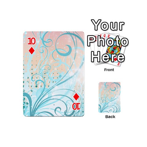 Pink Blue Pattern Playing Cards 54 (Mini) from ArtsNow.com Front - Diamond10