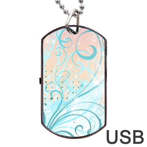 Pink Blue Pattern Dog Tag USB Flash (Two Sides) from ArtsNow.com Back