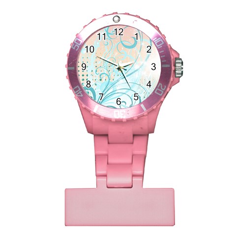 Pink Blue Pattern Plastic Nurses Watch from ArtsNow.com Front