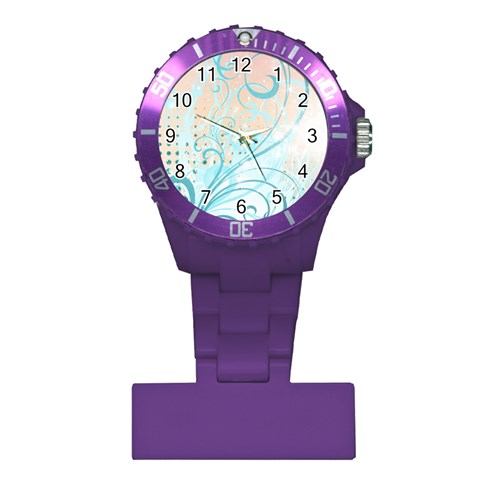 Pink Blue Pattern Plastic Nurses Watch from ArtsNow.com Front