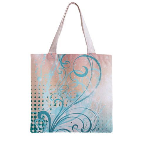 Pink Blue Pattern Zipper Grocery Tote Bag from ArtsNow.com Back