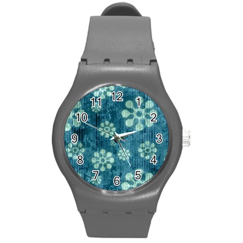 Snow Flake Art Round Plastic Sport Watch (M) from ArtsNow.com Front