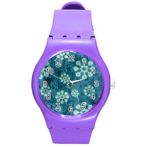 Snow Flake Art Round Plastic Sport Watch (M) from ArtsNow.com Front