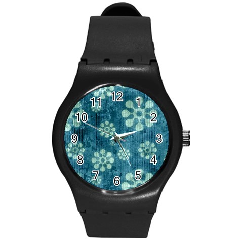 Snow Flake Art Round Plastic Sport Watch (M) from ArtsNow.com Front