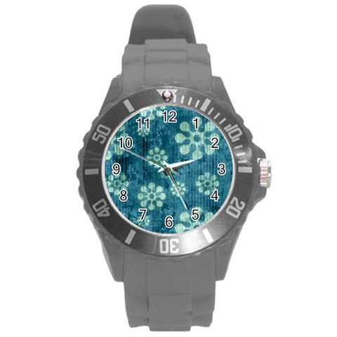 Snow Flake Art Round Plastic Sport Watch (L) from ArtsNow.com Front