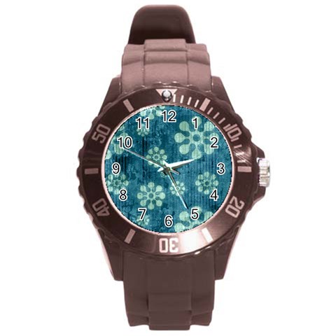 Snow Flake Art Round Plastic Sport Watch (L) from ArtsNow.com Front