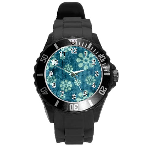 Snow Flake Art Round Plastic Sport Watch (L) from ArtsNow.com Front