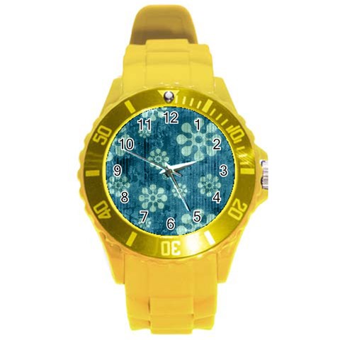 Snow Flake Art Round Plastic Sport Watch (L) from ArtsNow.com Front