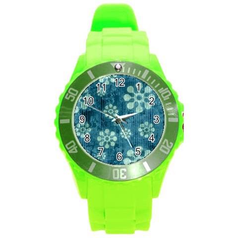 Snow Flake Art Round Plastic Sport Watch (L) from ArtsNow.com Front