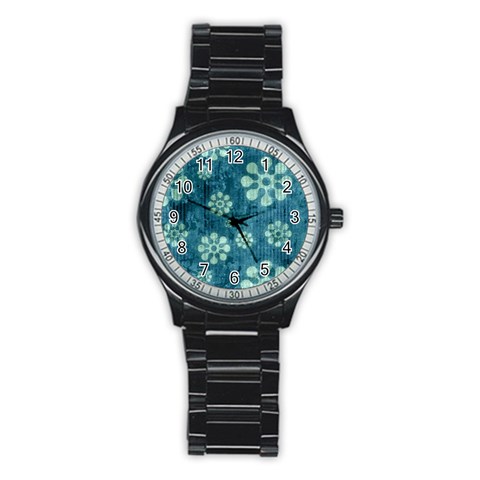 Snow Flake Art Stainless Steel Round Watch from ArtsNow.com Front