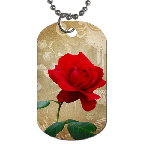 Red Rose Art Dog Tag (Two Sides) from ArtsNow.com Back