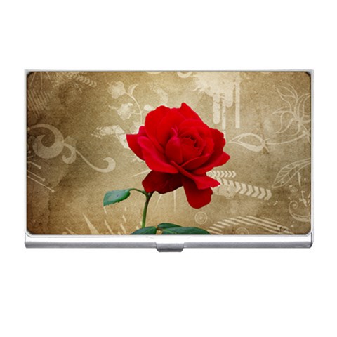 Red Rose Art Business Card Holder from ArtsNow.com Front