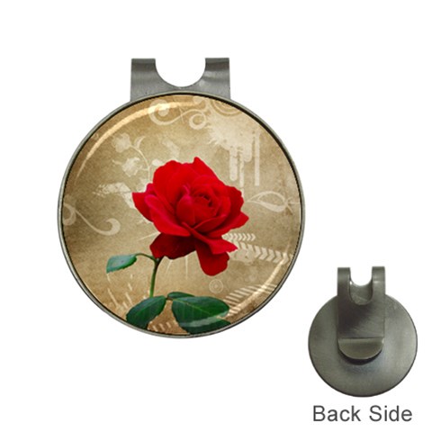 Red Rose Art Golf Ball Marker Hat Clip from ArtsNow.com Front