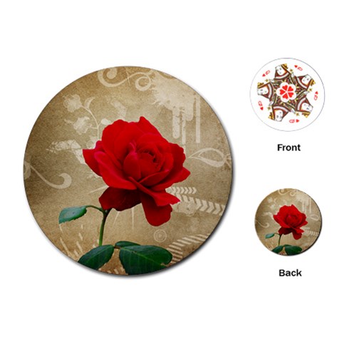 Red Rose Art Playing Cards (Round) from ArtsNow.com Front