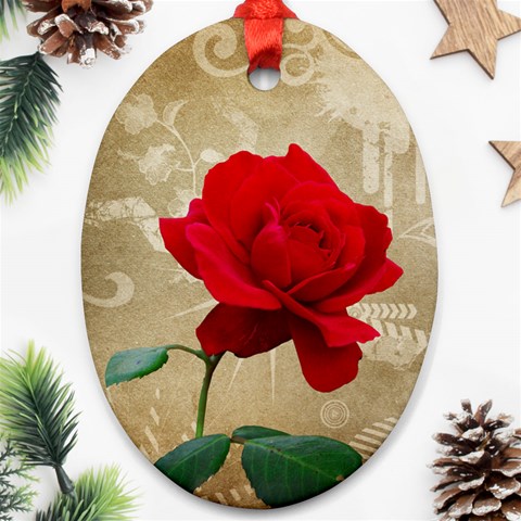 Red Rose Art Oval Ornament (Two Sides) from ArtsNow.com Back