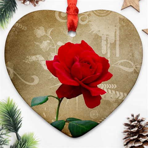 Red Rose Art Heart Ornament (Two Sides) from ArtsNow.com Back