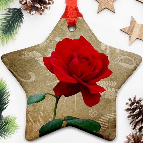 Red Rose Art Star Ornament (Two Sides) from ArtsNow.com Back