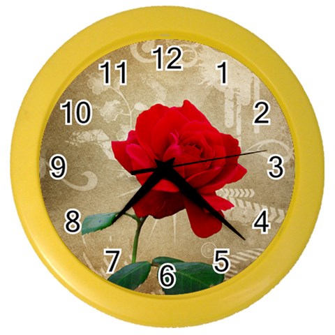 Red Rose Art Color Wall Clock from ArtsNow.com Front