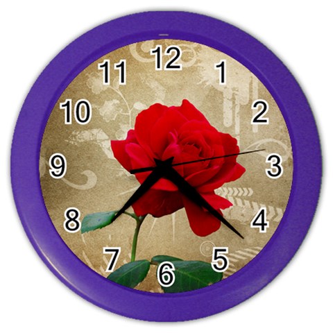 Red Rose Art Color Wall Clock from ArtsNow.com Front