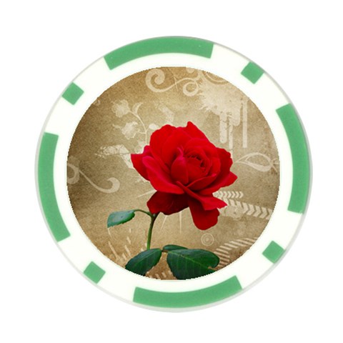 Red Rose Art Poker Chip Card Guard from ArtsNow.com Front